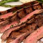 grilled flank steak marinated, grilled, and then sliced