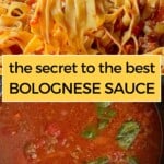 Secret to Best Bolognese Pinterest Pin