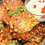 corn fritters served with a spicy aioli