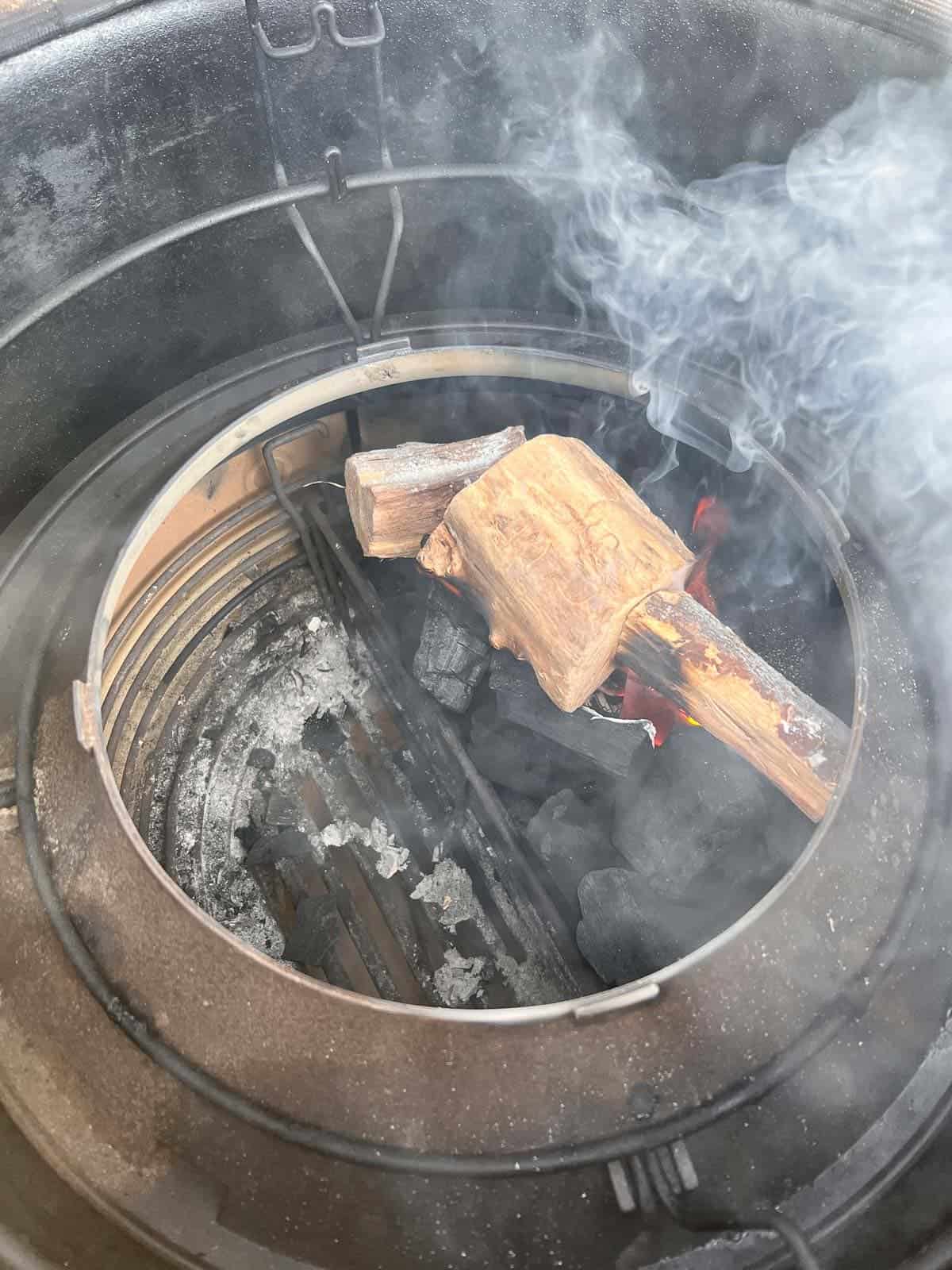 kamado joe ceramic oven set up for indirect cooking