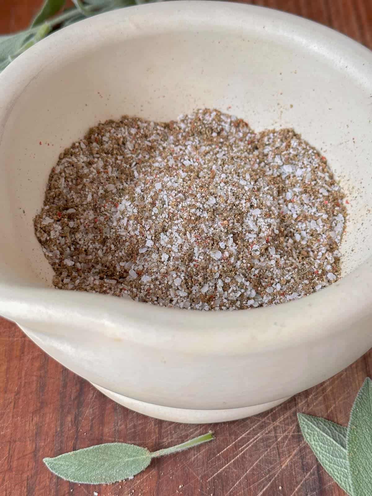 dry rub for turkey in a mortar