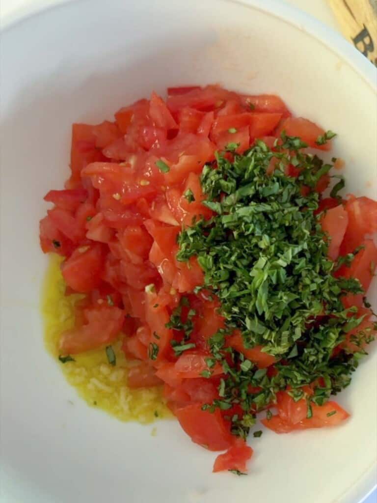 add the minced basil to the bowl