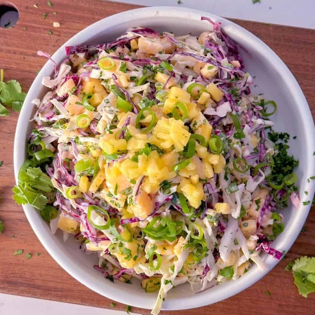 hawaiian pineapple coleslaw with sesame ginger dressing