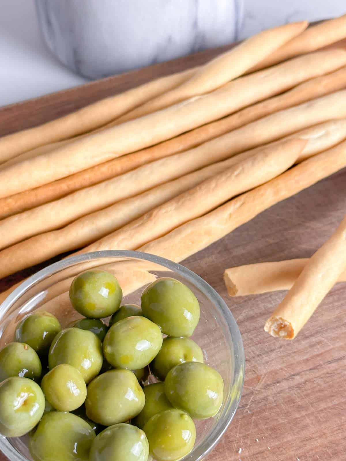 the best italian breadsticks served with olives