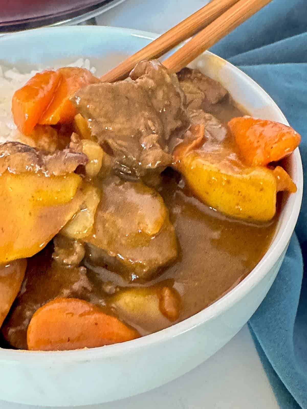 Japanese beef curry with carrots and potatoes