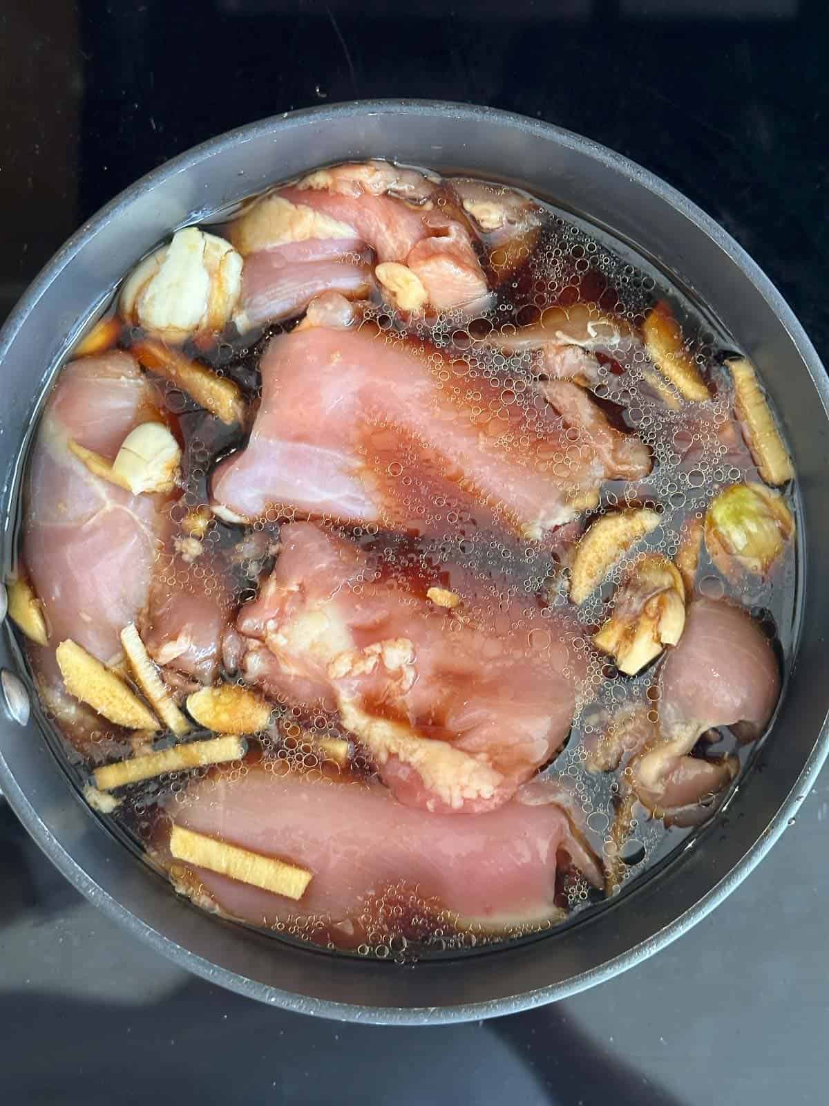 shoyu broth with added chicken thighs