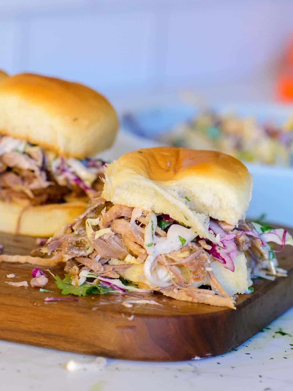 kalua pork served on hawaiian king rolls