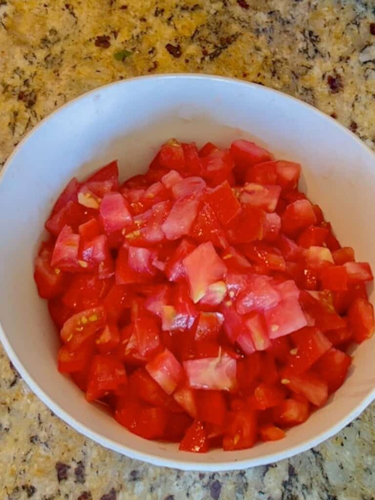 Fresh diced tomatoes in a bowl