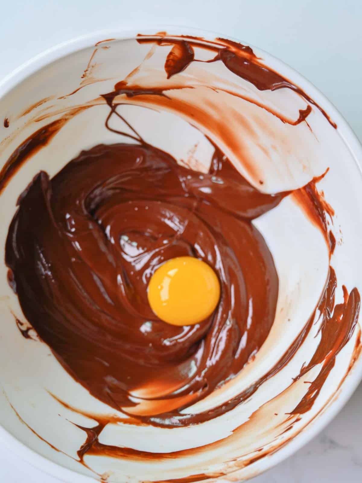 egg yolk combined with melted chocolate