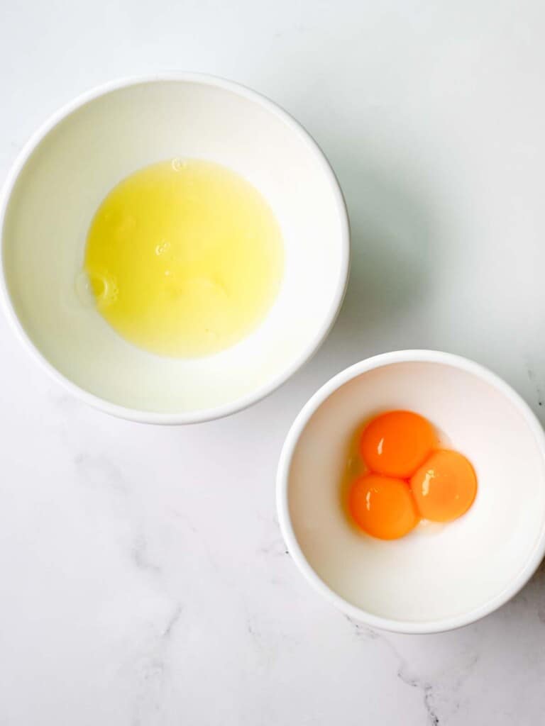 eggs separated into two bowls