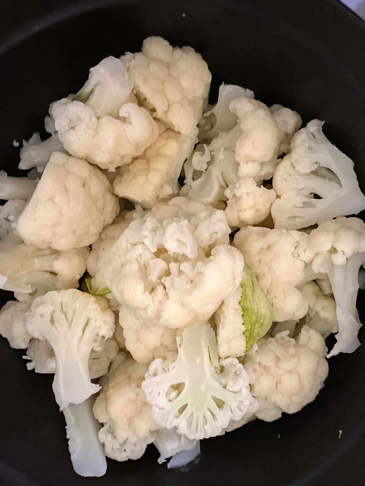 cauliflower florets in pan