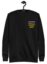 on a hanger black sweatshirt with "cheese is always the secret ingredient"