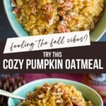 Fall Vibes Pumpkin Oatmeal Pinterest Pin