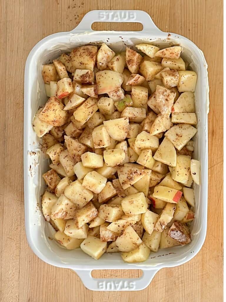 apple filling in a baking dish