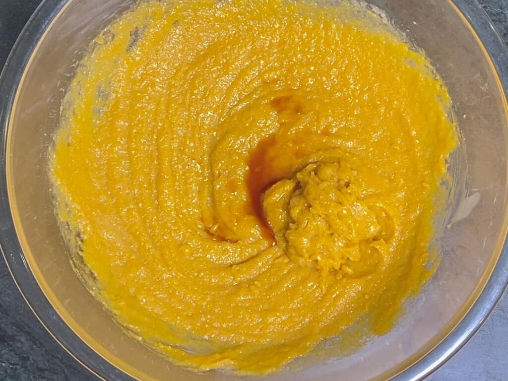 add the pumpkin puree and the vanilla