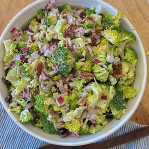 everybody's favorite chopped broccoli salad with bacon