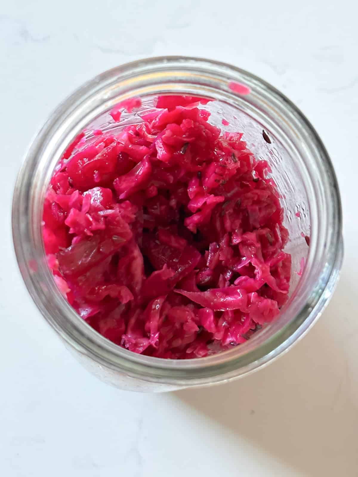 red sauerkraut in a jar