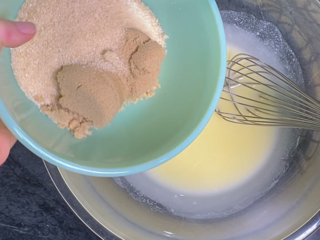 combine the melted butter and the sugar