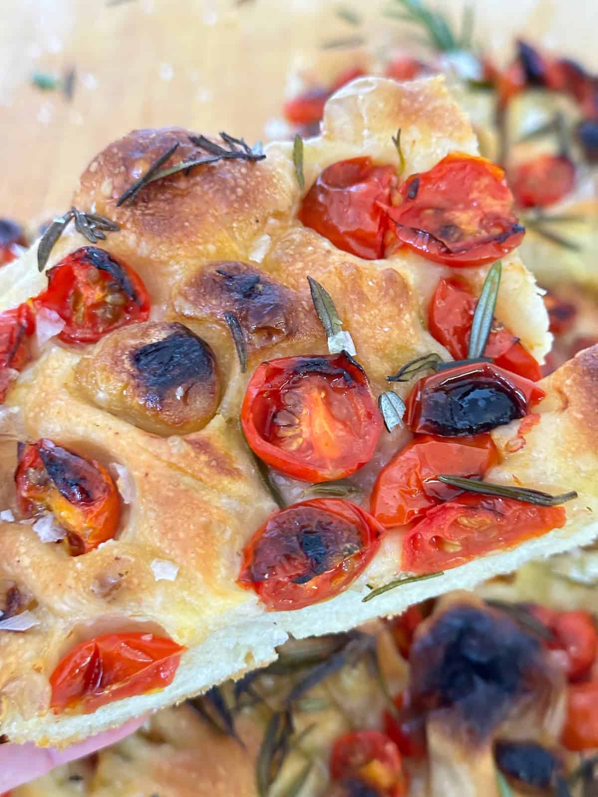 the delicous toppings for tomato focaccia bread