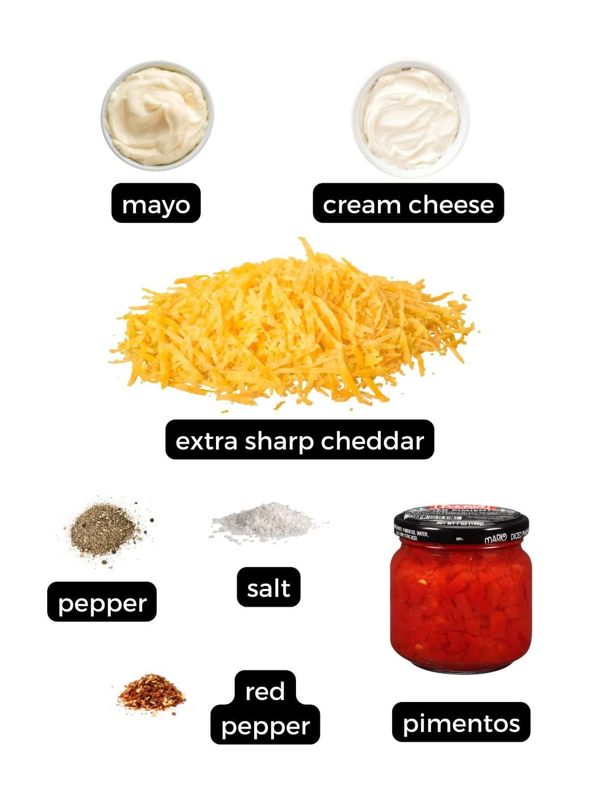 ingredients for pimento cheese