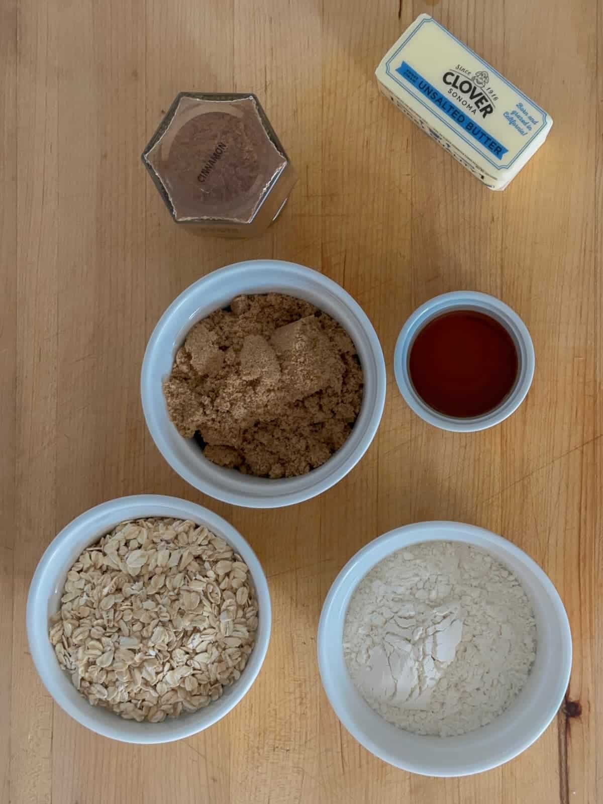 ingredients for the oat crumble topping