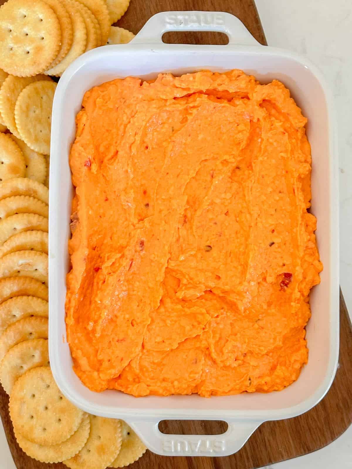 pimento cheese spread served with buttery ritz crackers