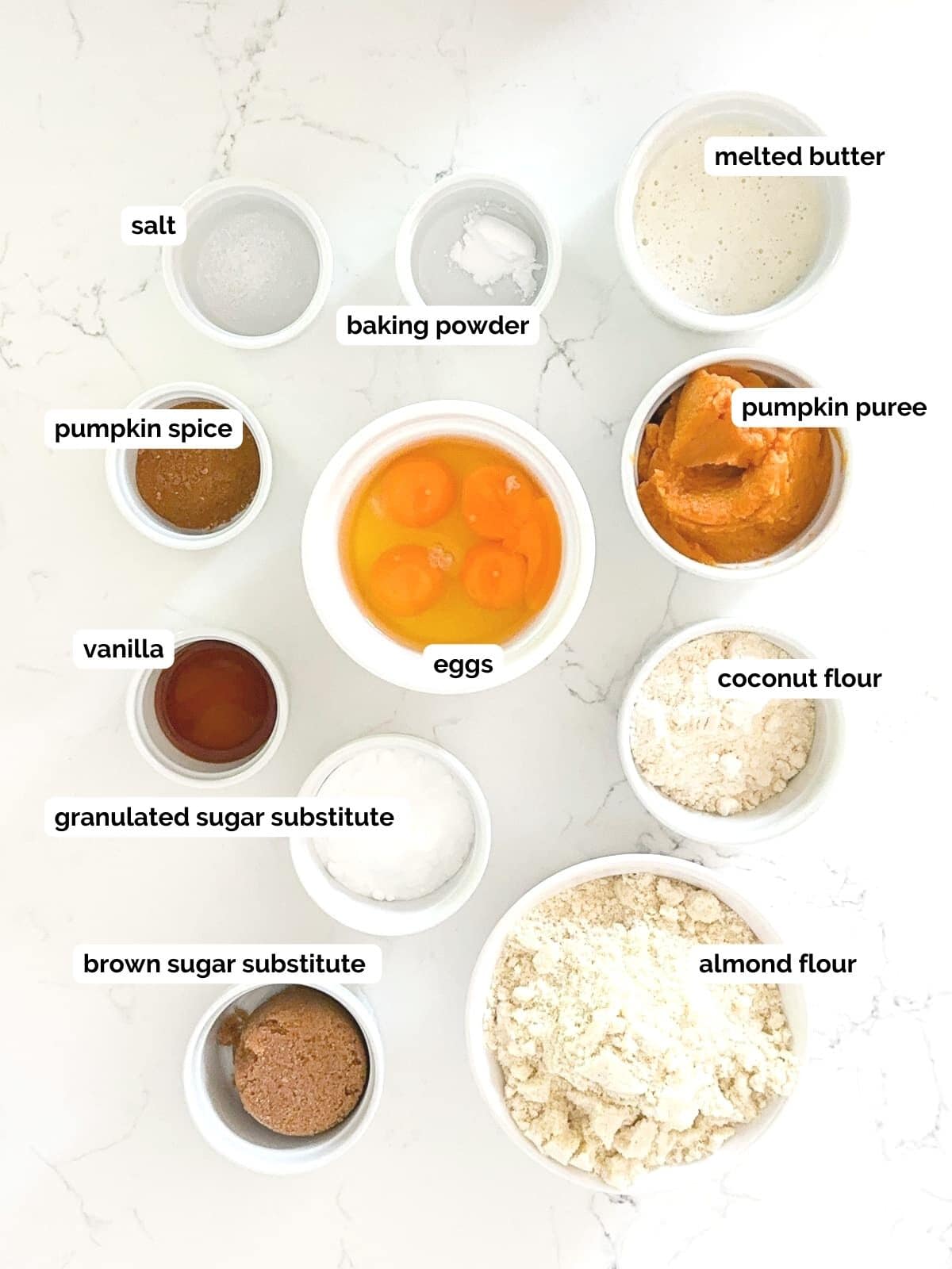 Ingredients for gluten free pumpkin bread