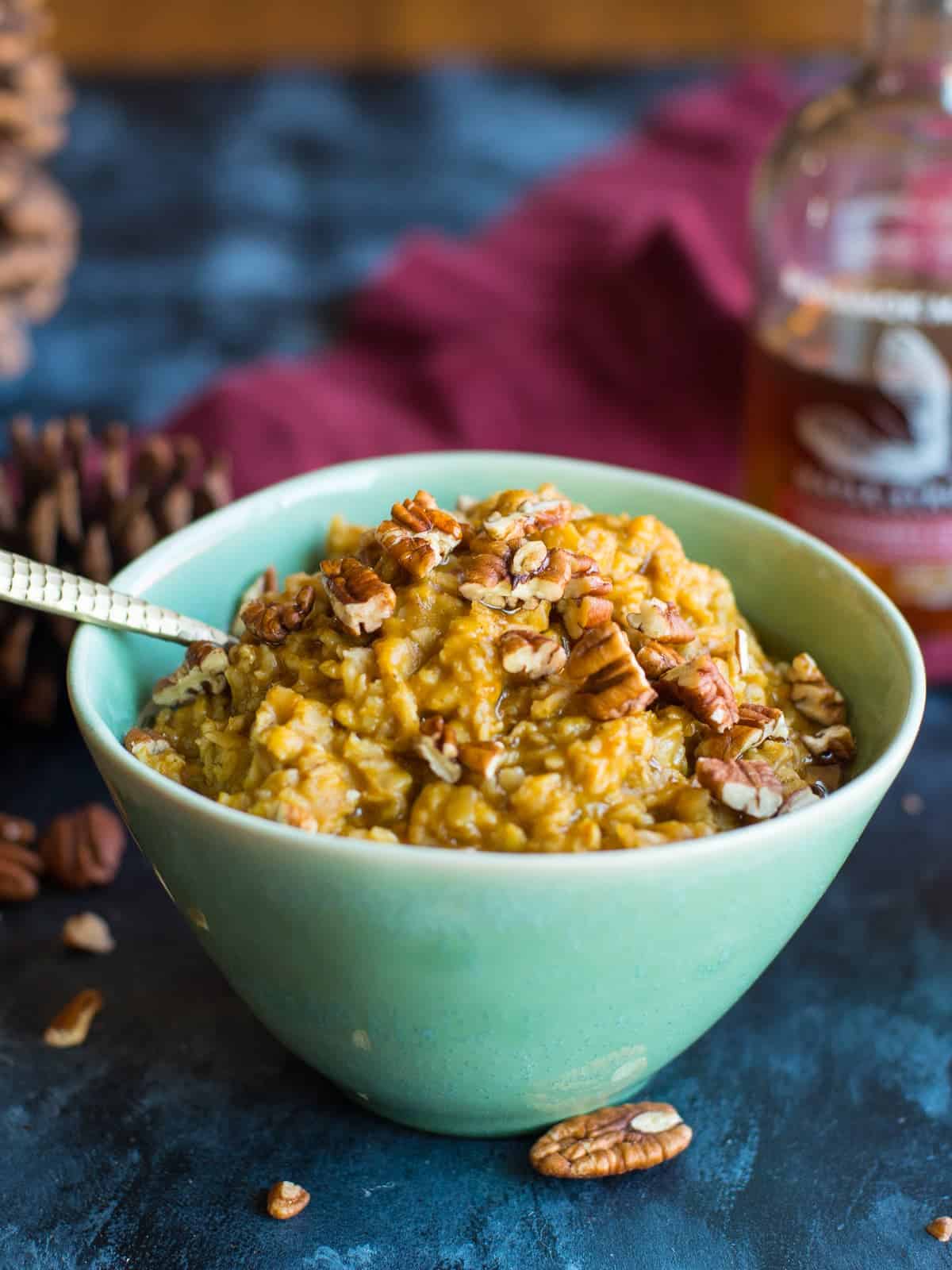 a delicious bowl of of pumpkin oatmeal