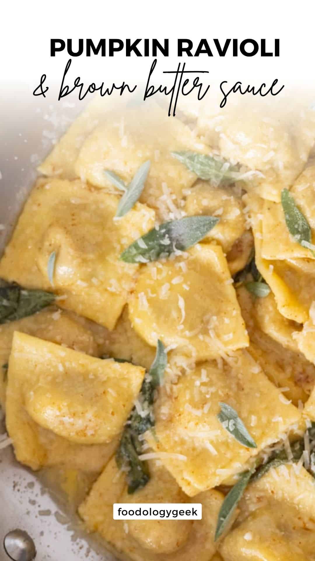 Pumpkin Ravioli with brown butter sage sauce - Foodology Geek