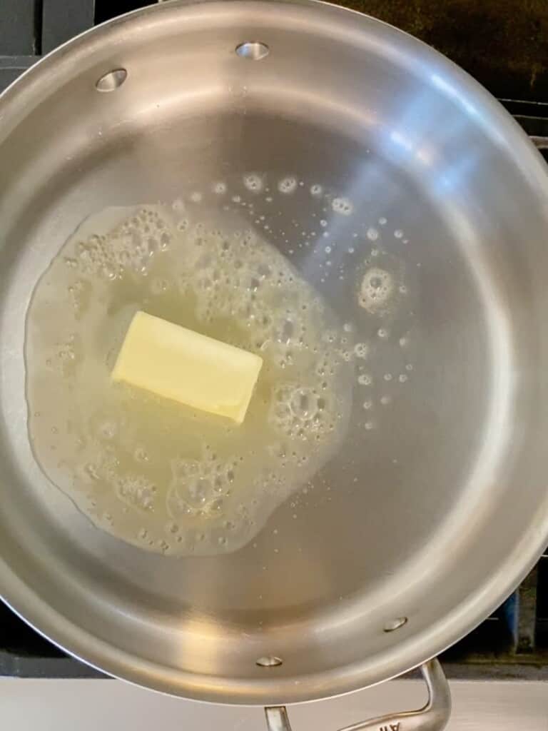 butter melting in a pan