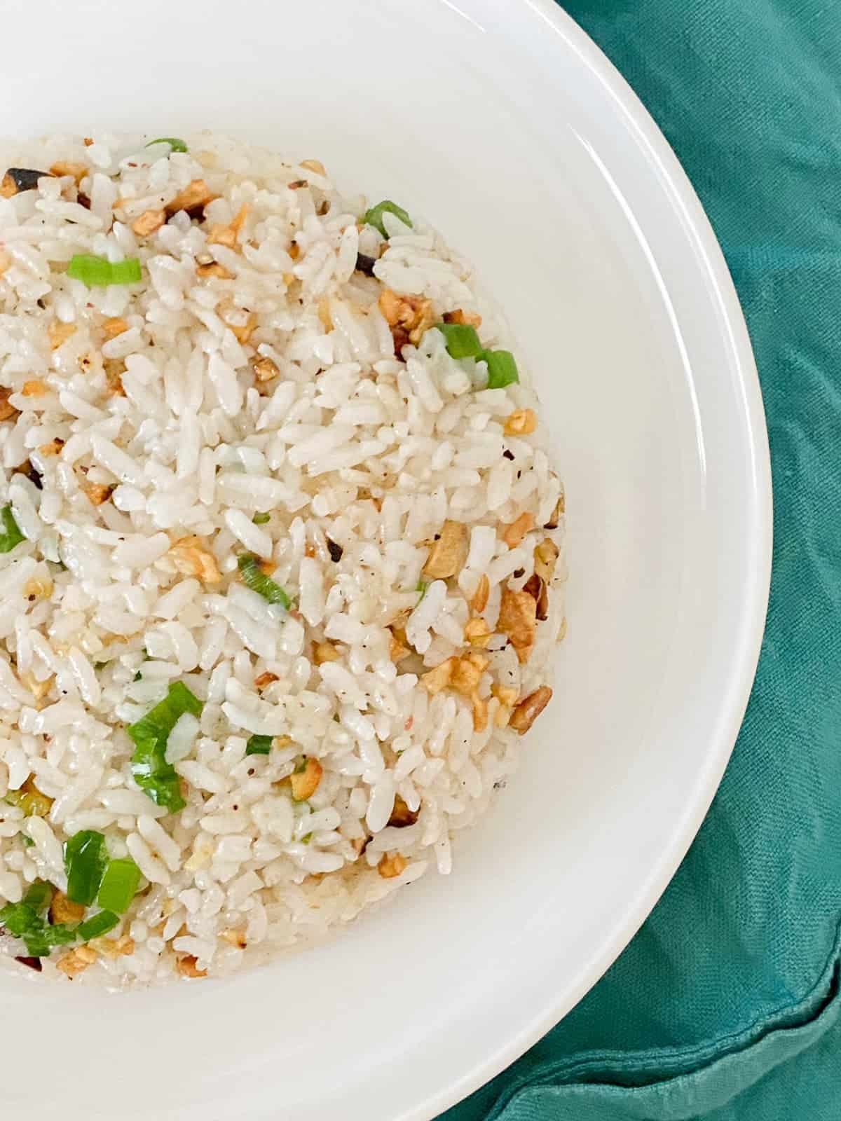 plate of garlic fried rice