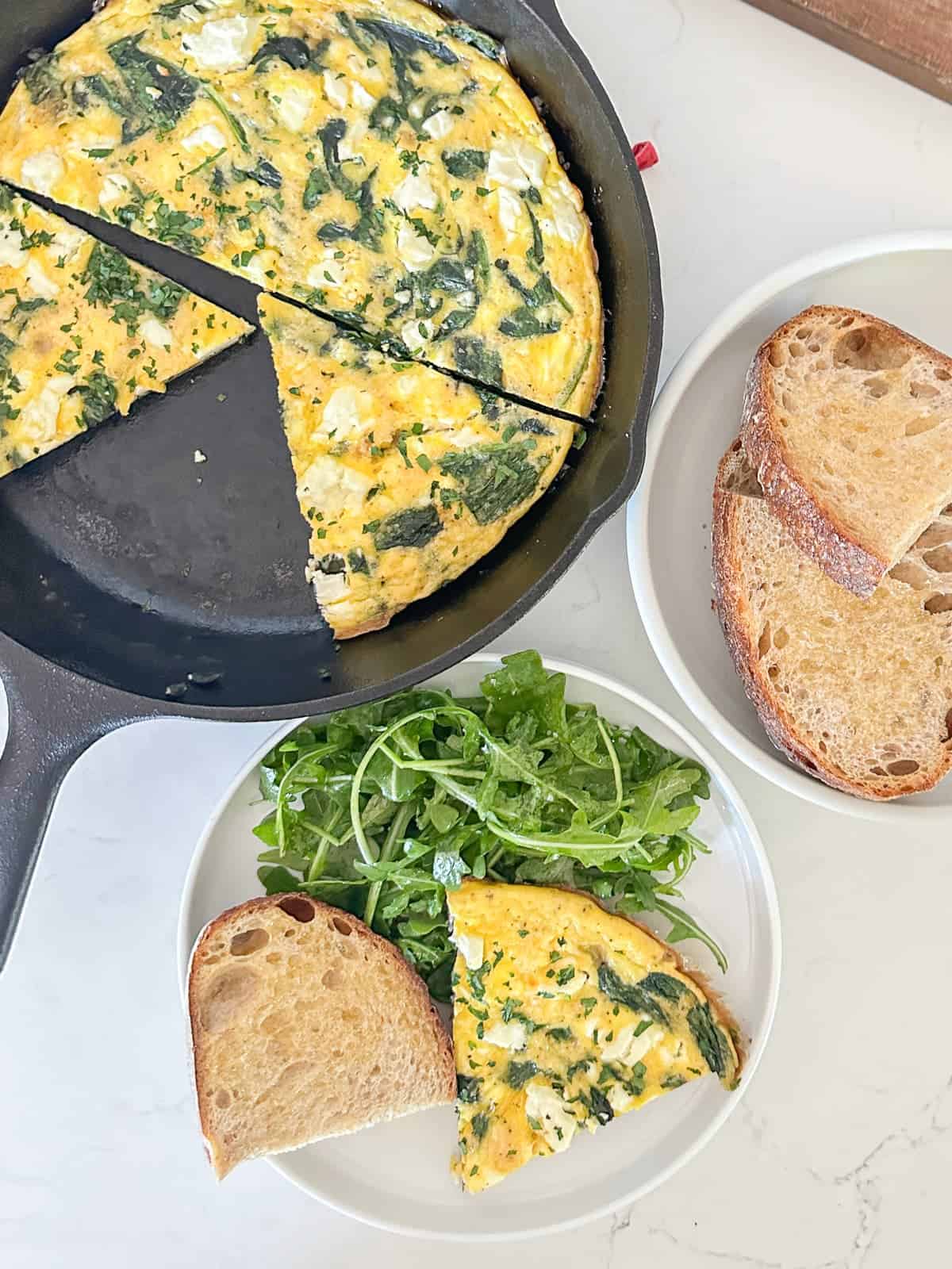 how to serve veggie frittata with salad and toast