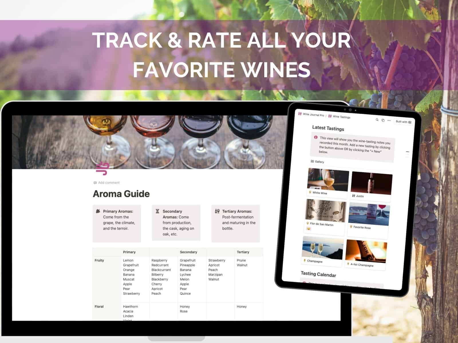 Listing image for the Notion Wine Journal Pro Tasting journal