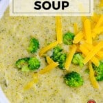 creamy keto Broccoli cheese soup pinterest image