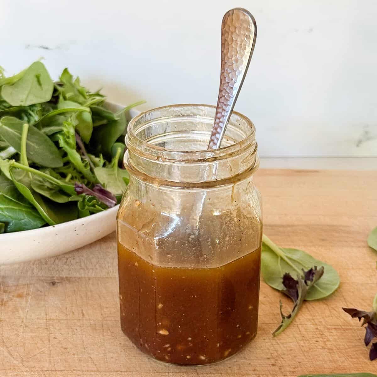 balsamic dressing recipe stored in a jar