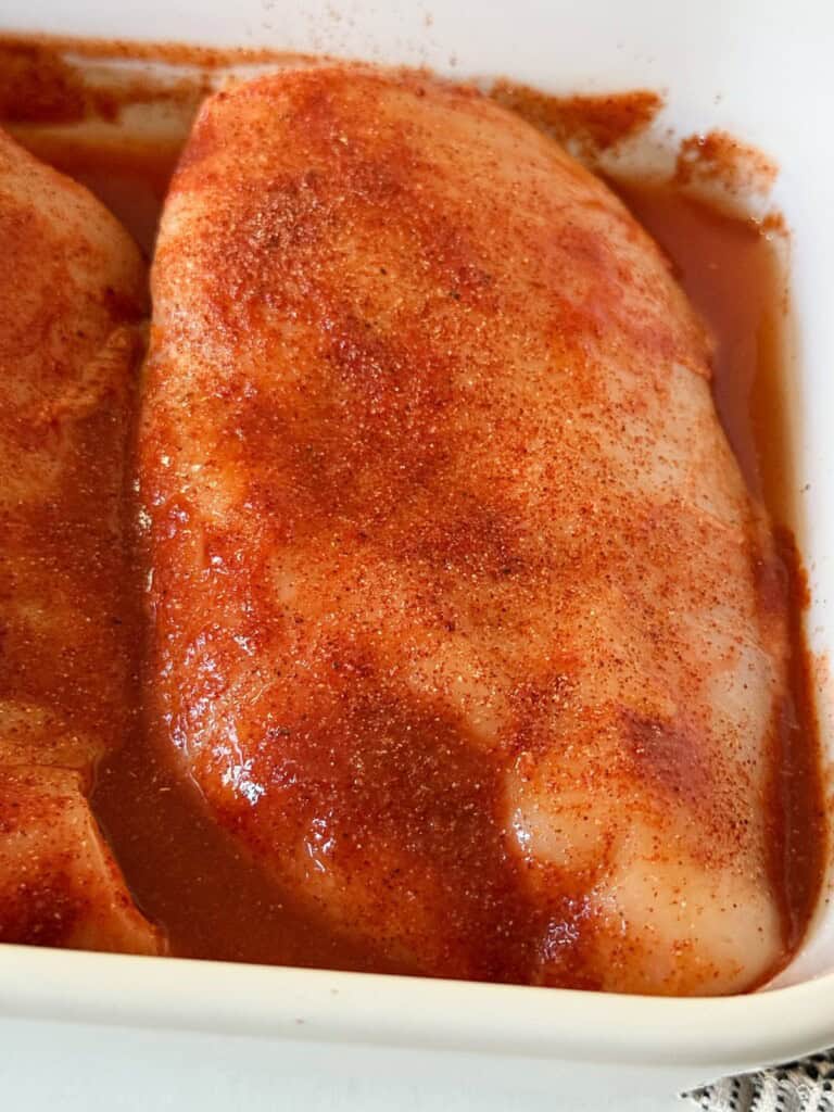 chicken breasts with buffalo seasoning and buffalo sauce
