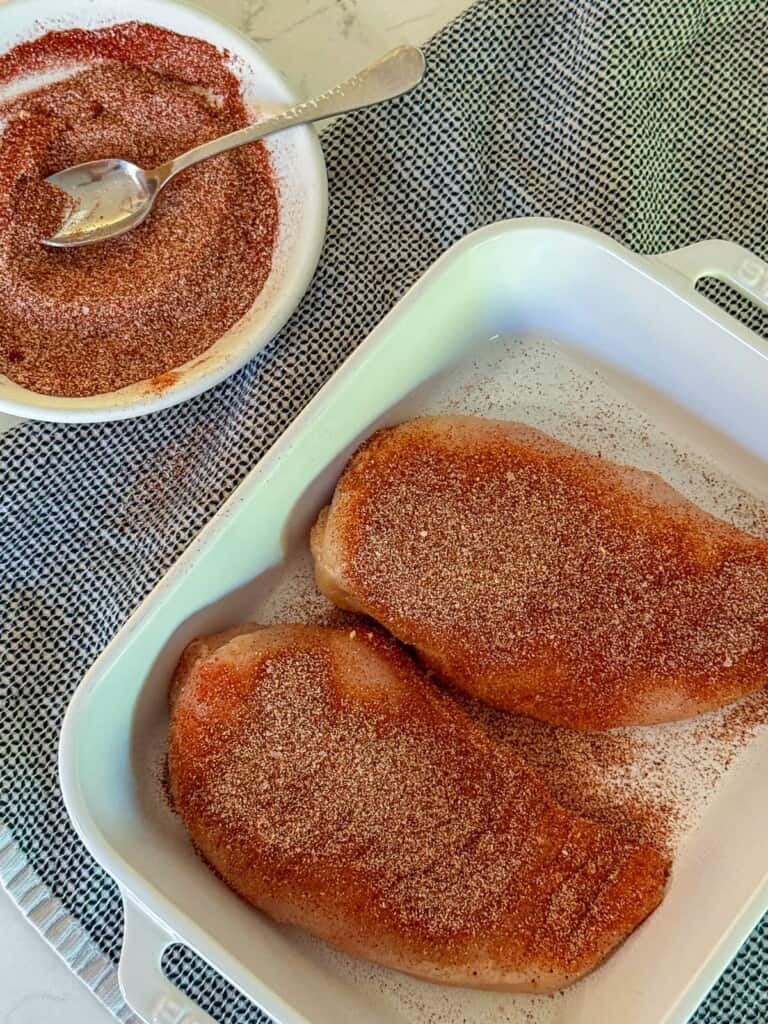 Chicken breasts rubbed with buffalo seasoning