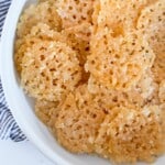 A bowl of baked cheese crisps